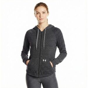 Under Armour Hoodie Womens Small Gray Full Zip Loose Fit Lightweight Sweatshirt